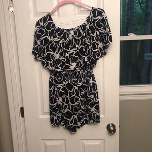 Navy and White Romper